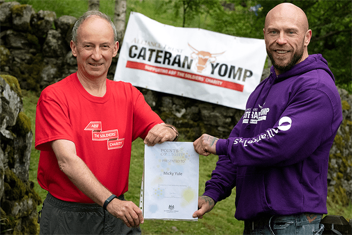 Micky Yule and Major General Martin Rutldge at the Cateran Yomp