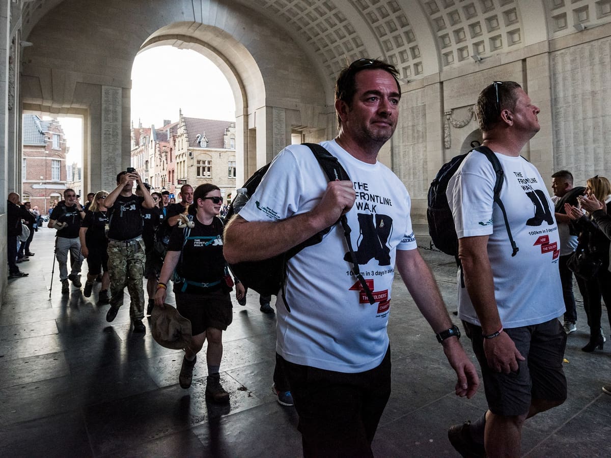 Mark and Gary at the Menin Gate on The Frontline Walk